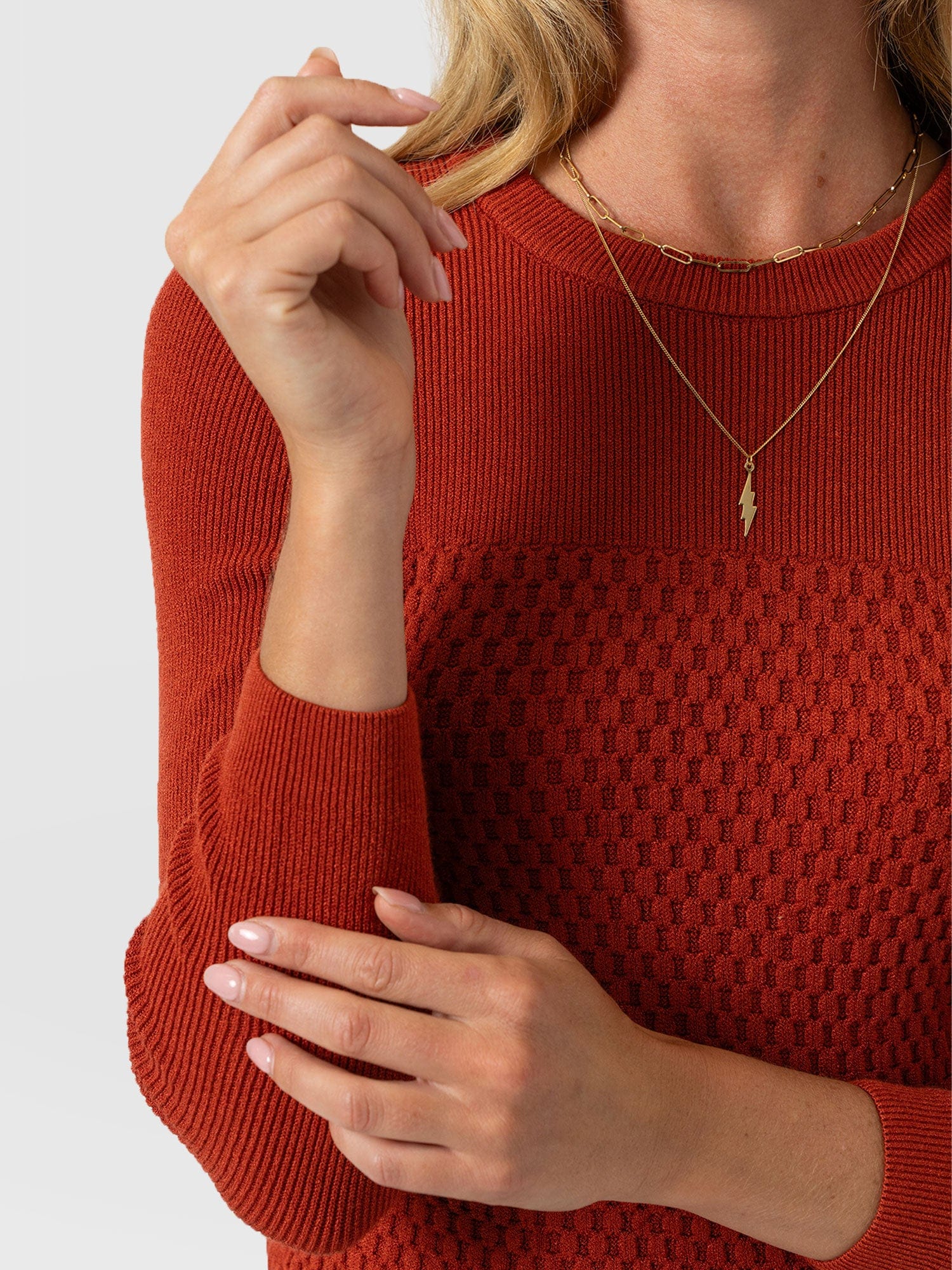 Honeycomb Rib Sweater - Amber